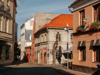 Fototapeta na wymiar A street in in Vilnius Old Town in autumn