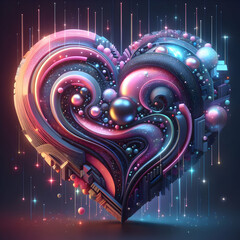 Heart shape design with 3d render and beautiful effect
