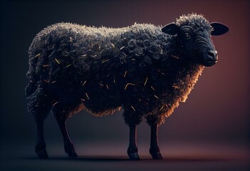 black sheep illustration, generative ai - obrazy, fototapety, plakaty