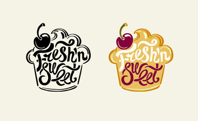Fresh vector logo for a pastry shop. Label for drinks, cocktails, fresh juices and cocktails, icon and design element.