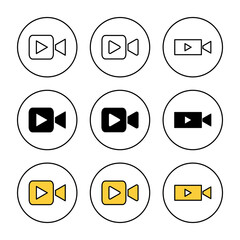 Video icon set vector. video camera sign and symbol. movie sign. cinema
