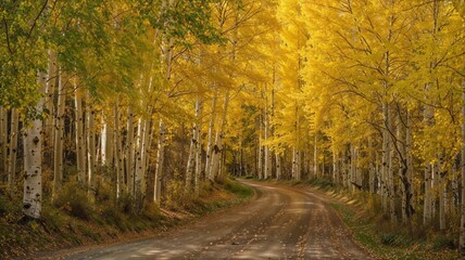 AI generated illustration of a yellow aspen forest