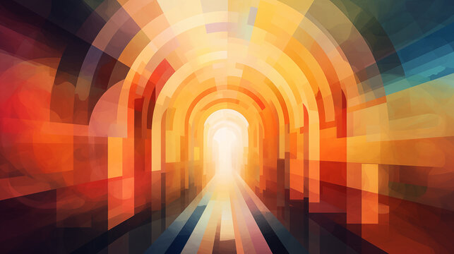 Abstract colorful empty Easter tomb concept.