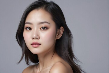 Naklejka premium Beauty portrait of Asian women, skincare, body care, beauty salon concept.