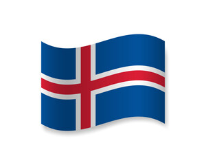 Flag of Iceland flat icon. Wavy vector element with shadow. Best for mobile apps, UI and web design.