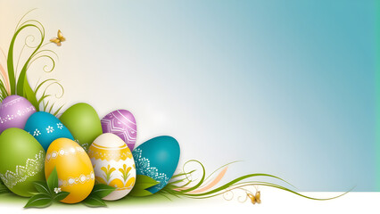 Fototapeta na wymiar easter eggs in the grass Easter background Easter card AI generated