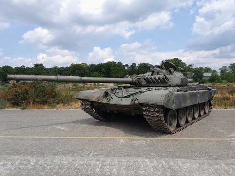 Russian T-72 main battle tank, Old Soviet, Warsaw Pact main battle tanks at soesterberg, the netherlands