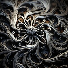 Detailed carving of a flower displayed on a dark background , generated by AI