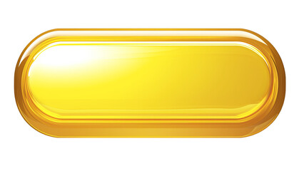3d shiny yellow sign illustration. Gold rectangle button with frame. Button concept isolated on transparent background PNG