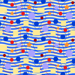 Vector pattern polka dot, geometric, shapes, pattern, star, circle, triangle, oval, rectangle, lines, wave, flowers