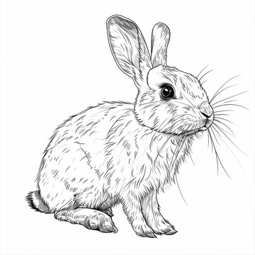 Rabbit vector sketch on a white background. Coloring page. Hand drawn illustration.