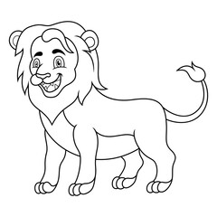 Cartoon angry lion line art