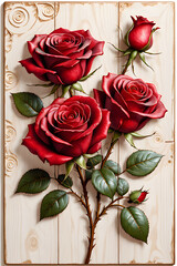 red rose on panel