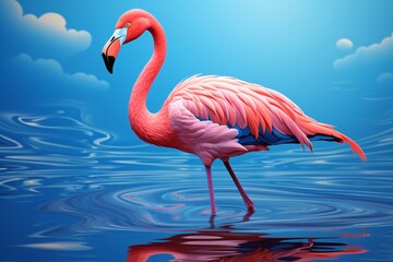 Fototapeta premium a flamingo standing in water
