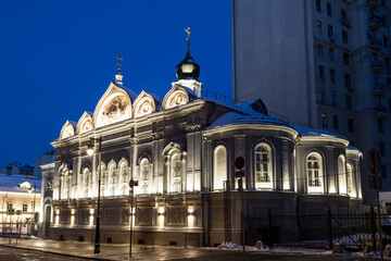 Assumption Church in Gazetny Lane at night. Moscow, Russia - 733852268