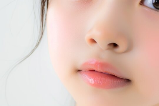日本人の子供の唇のパーツ写真（アジア人・白背景・背景なし）