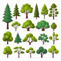 High-Quality Vector Illustration of Cartoon Trees Set
