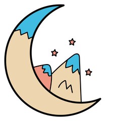 Abstract moon pattern. Crascent Colorful tattoo