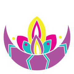 Abstract moon pattern. Crascent Colorful tattoo