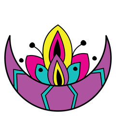 Abstract moon pattern. Crascent Colorful tattoo