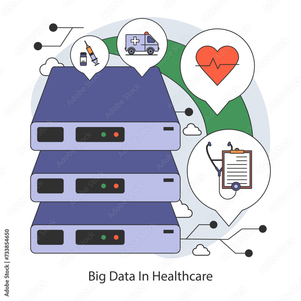 Poster healthcare data management concept. utilizing big data for enhanced medical insights and patient car