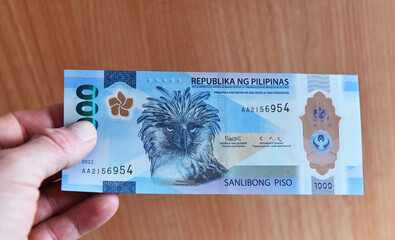 aguila filipina o aguila monera en un billete de banco de Filipinas