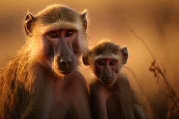 Obraz premium Captivating image of african baboon family in the breathtaking safari wilderness
