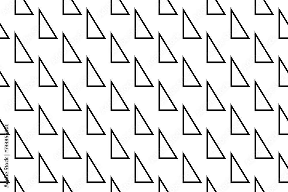 Poster seamless pattern completely filled with outlines of right triangle symbols. elements are evenly spac