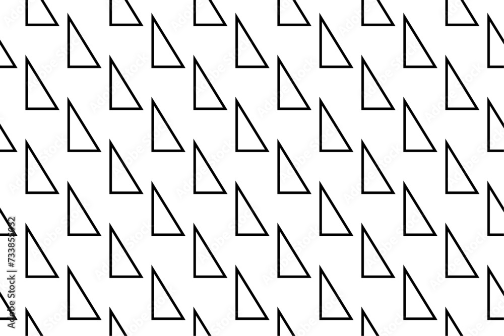 Poster seamless pattern completely filled with outlines of right triangle symbols. elements are evenly spac