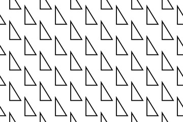 Seamless pattern completely filled with outlines of right triangle symbols. Elements are evenly spaced. Vector illustration on white background