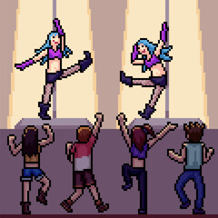pixel art pole dance stage