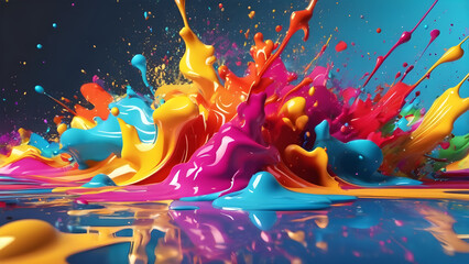 generative Animated 3D colorful paint splash background wallpaper