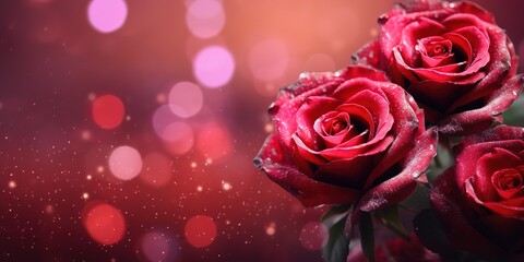 very beautiful red roses blur light spotlight background,