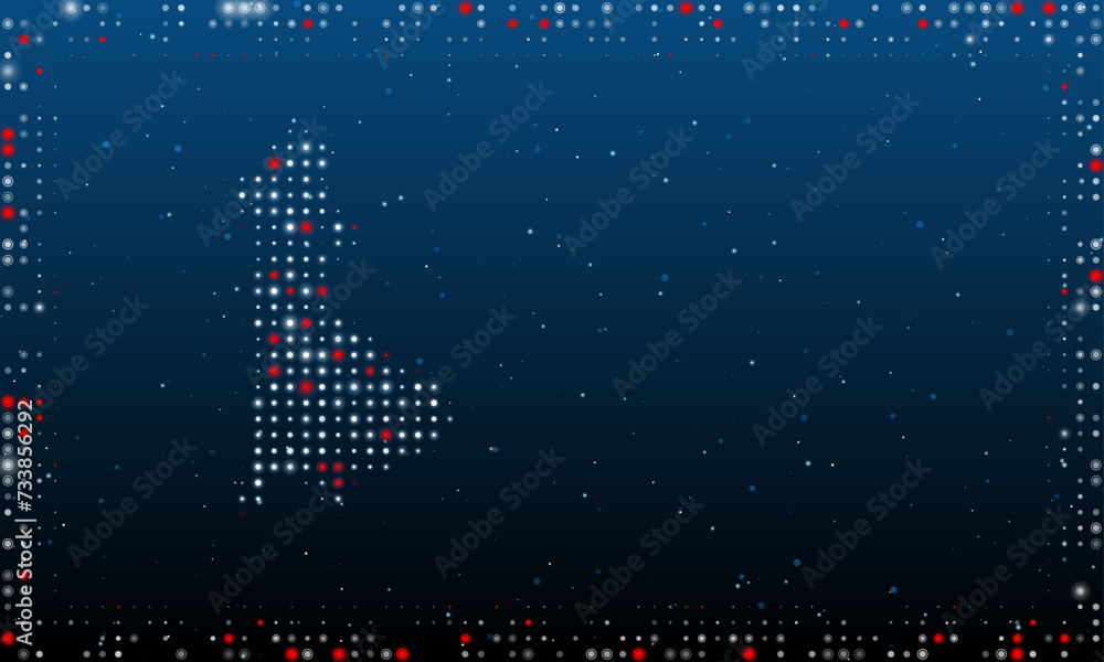 Poster on the left is the lady symbol filled with white dots. pointillism style. abstract futuristic frame 