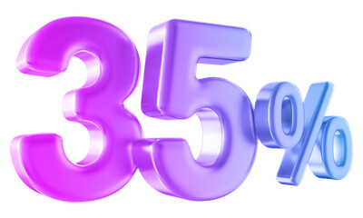 35 percent discount number gradient 3d render