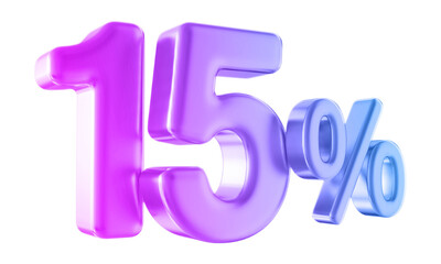 15 percent discount number gradient 3d render