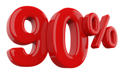 90 percent discount number red 3d render