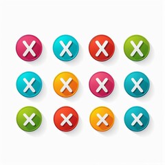 Round Check Mark, Exclamation Point, X Mark Icons Isolated on White