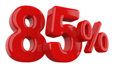 85 percent discount number red 3d render