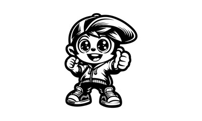 Cute Cartoonish Detailed Character Mascot Icon, Detailed Cartoonish Character Silhouette