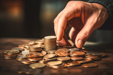 coins in hand background concept