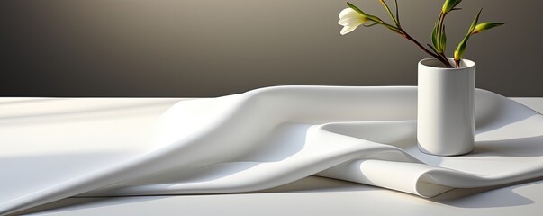 White flower in vase, Studio for product showcase. Created with Ai