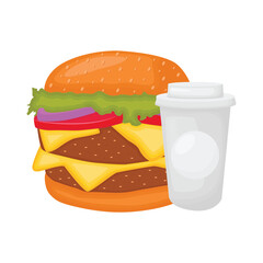 burger and drink illustration