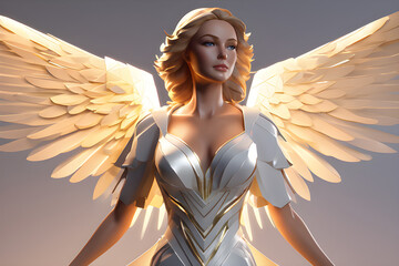 angel with wings - obrazy, fototapety, plakaty