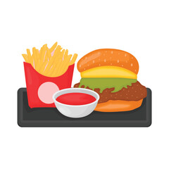 burger and fries illustration