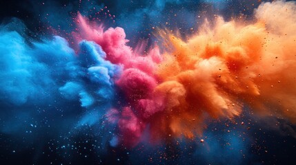 Bright explosion of powder color in dynamic abstract art. Colorful holi powder explosion