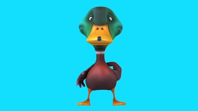 Fun 3D cartoon duck saying hi (with alpha channel)