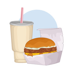 Illustration of burger with soda 