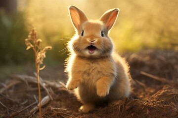 adorable bunny with a happy expression. Generative AI