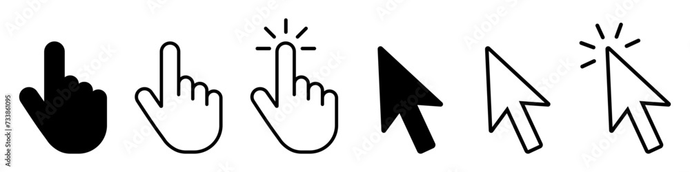 Fototapete Computer mouse click cursor arrow icons set. Clicking cursor. Vector hand cursors icons click set. Pointer click icon. Loading icon.Vector illustration EPS 10